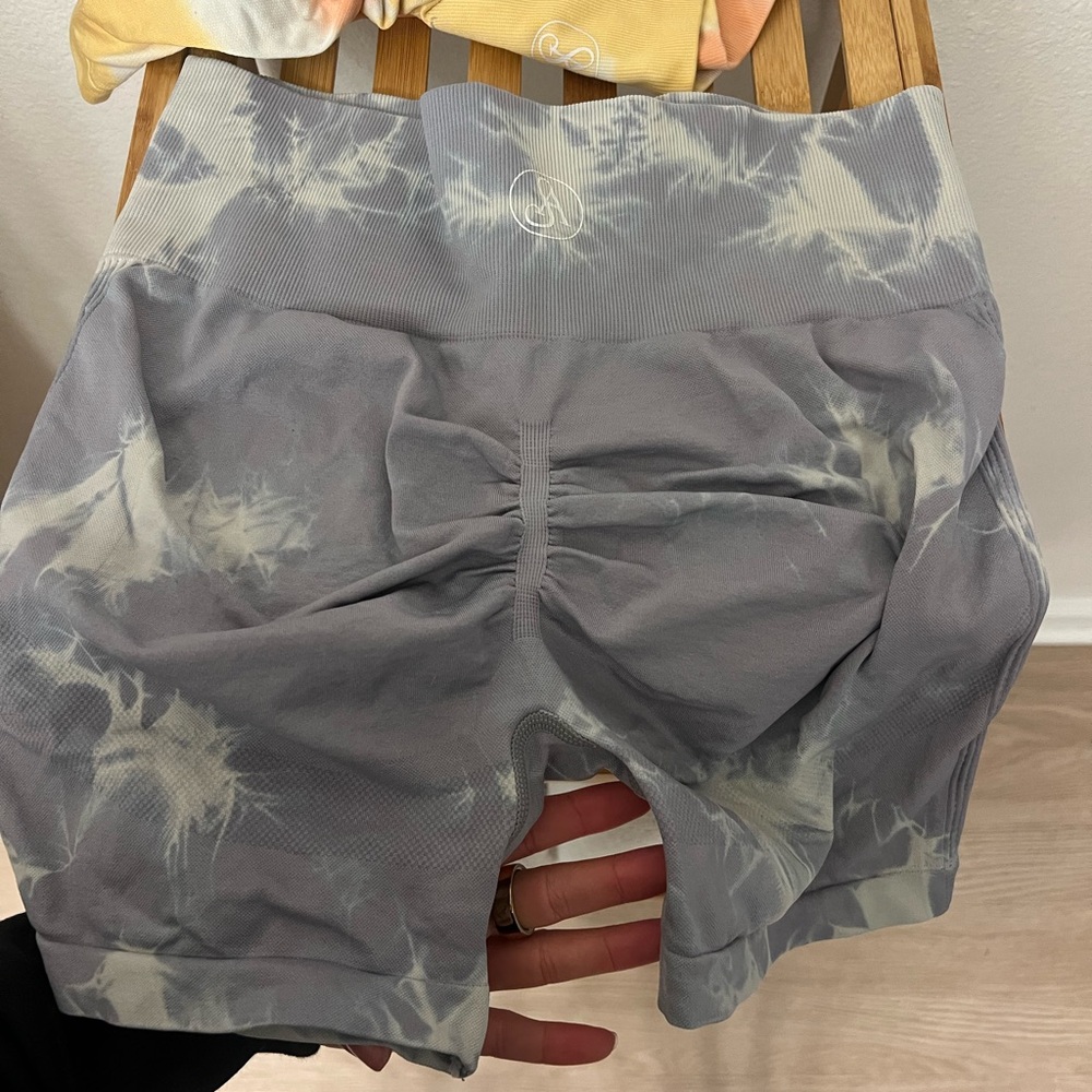 Allure Gray and White Athletic Shorts with Elastic Waistband